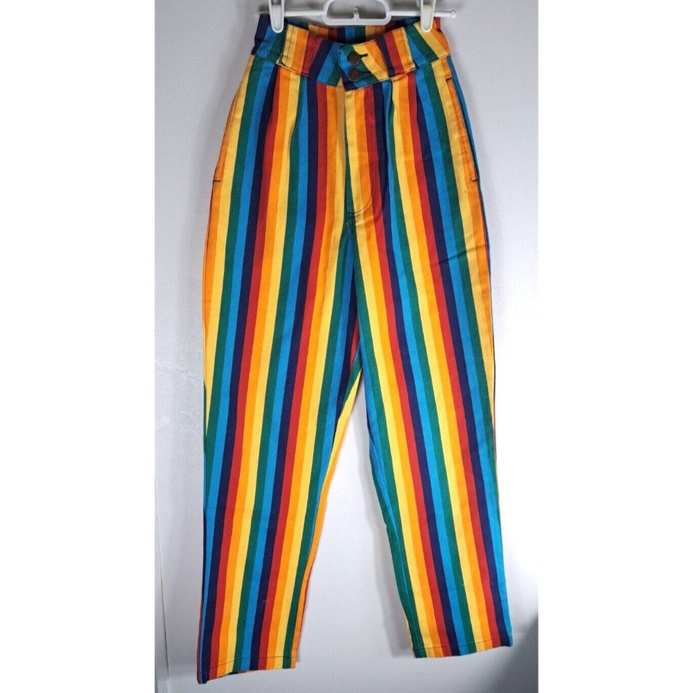 Womens Lucy & Yak Jeans Addison Rainbow Striped New N… Gem